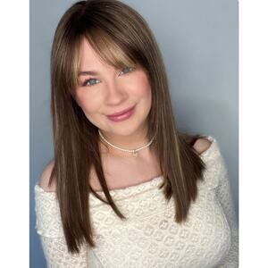 Faith| Lace Top Remy Human Hair Wig- Dark Brown with Golden Highlights